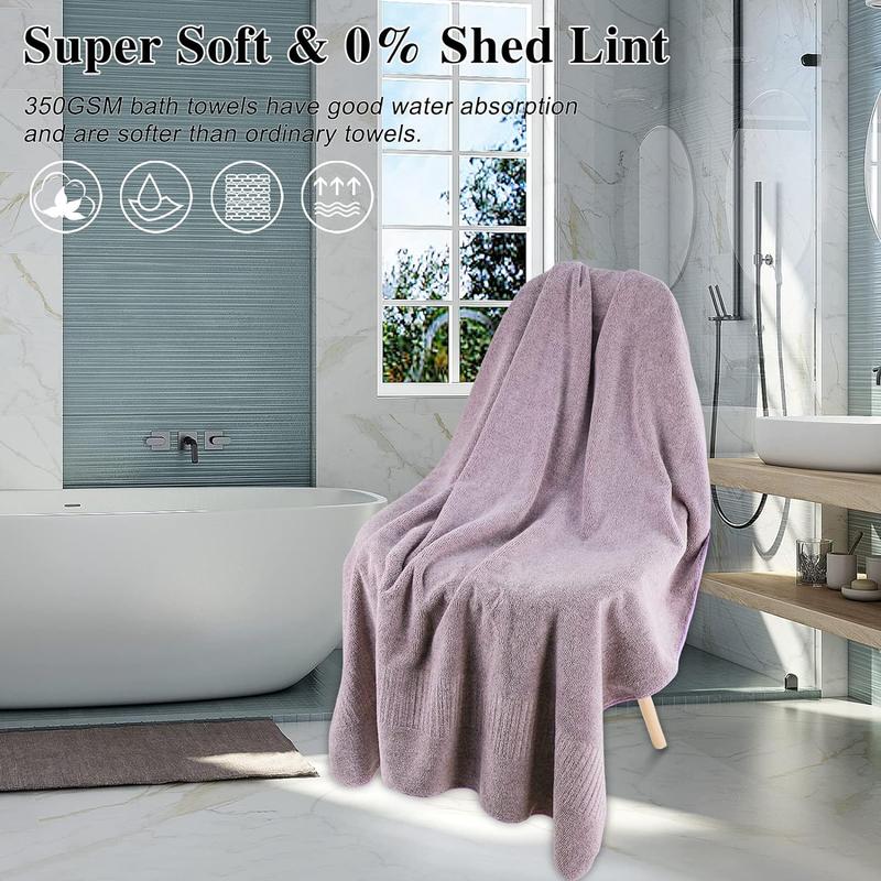 Bath Towels 4 Counts Large Bathroom Towels 35” x 63” Plush Soft Bath Towel for Shower Extra Absorbent Jumbo Bath Sheet Purple