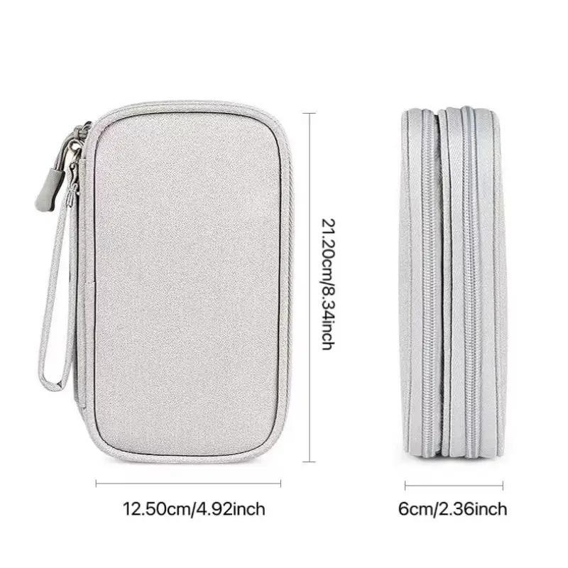 Portable Double Layer Cable Storage Bag, 1 Count Waterproof Stationary Storage Container for Outdoor Travel, Electronic Accessories Storage Bag for Cable, Charger, Hard Drive, Power Bank