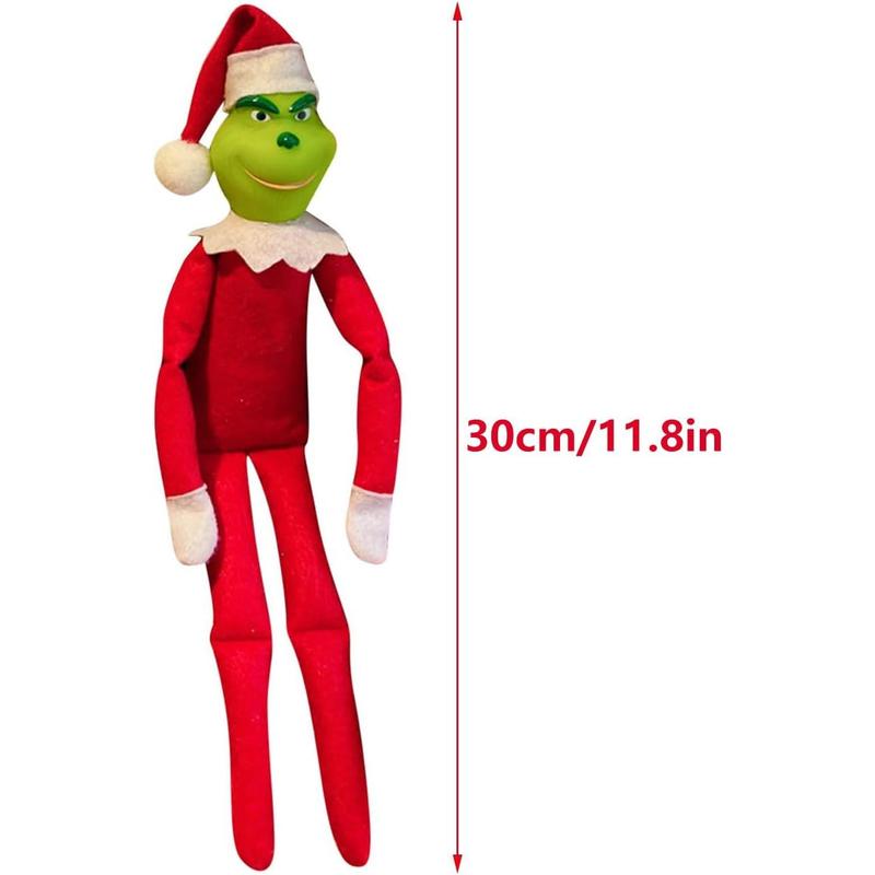 Christmas Monster Elf Plush Toy, 11.8inches Christmas Festive Stuffed Doll for Kids Pendant Xmas Gift Decor Christmas Tree Home Decorations (red)