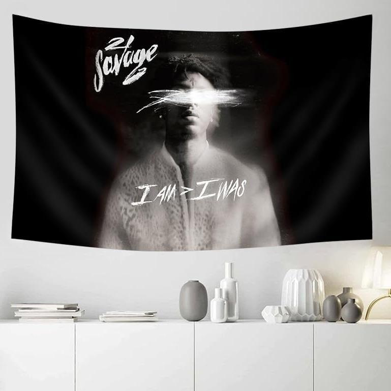 21 Savage Flag Tapestry 3x5 Feet Rapper I am Pop Art Mural Blanket Album Cover Poster for Bedroom Living Room Dorm Wall Decor