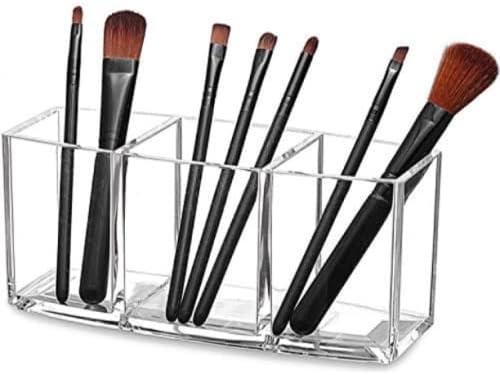 Clear Makeup Brush Organizer, Acrylic Cosmetics Brushes Storage Holders, Cute Pen and Pencil Holder for Desk Boxes