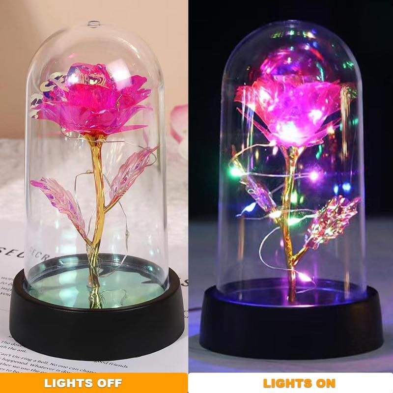 Rose Flower Gifts for Women,Galaxy Rose in Glass Dome,Lighted Eternal Flower,Forever Rose,Mom Womens Gifts for Christmas-Valentines Day Gifts for Her