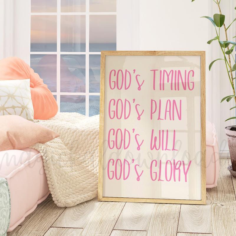 Preppy Pink Christian Printable Wall Art, Bible Verse Scripture Dorm Room Wall Art, Pink Wall Decor