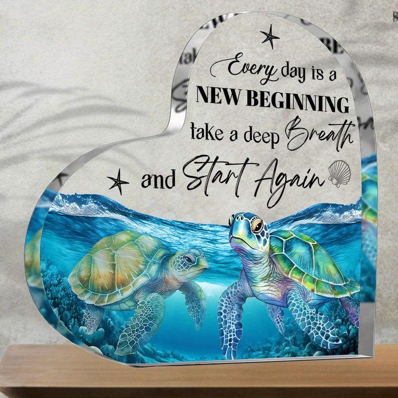 Turtle Pattern Acrylic Desktop Ornament, Ocean Themed Decorative Plaque, Home Decor for Living Room Bedroom Office, Gift for Friend & Family, Halloween Decor