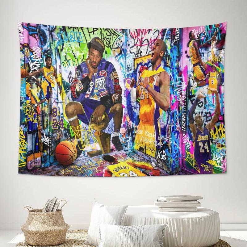 Basketball Player Tapestry Sports Posters Graffiti Wall Art Collage Basketball Greats Banner Background For Home Living Room Bedroom Boys Room Decor Party Gifts 40