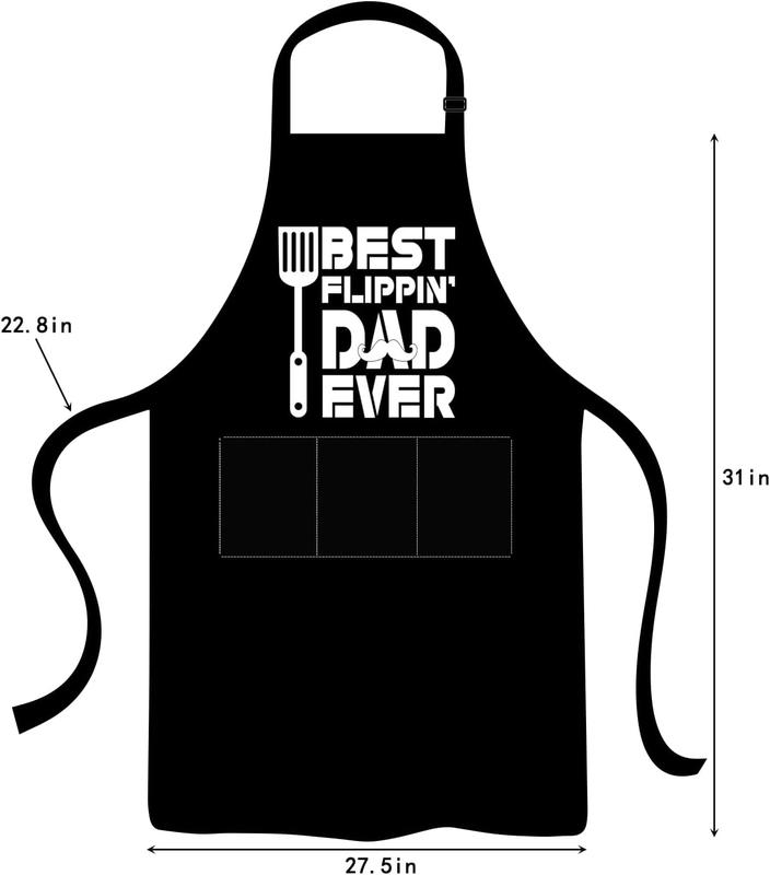 Funny Apron for Dad with 3 Pockets, Father Day Christmas Gift for Papa Husband Men, Aprons for Grilling Cooking BBQ