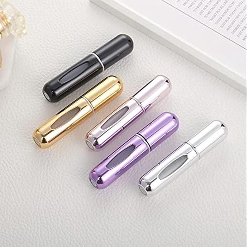 Portable Empty Spray Bottle, 4 Counts 5ml Pocket Perfume Dispenser, Mini Spray Bottles, Aluminium Facial Toner Dispenser Bottle for Travel, Storage Organizer for Bedroom