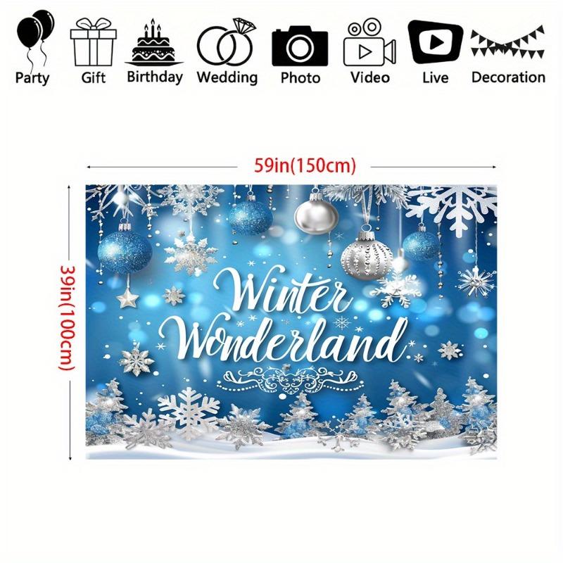 Festive Winter Wonderland Christmas Snowflake Decorative Backdrop Ornaments Indoor Outdoor Party Decoration, Photography Studio Props Banners