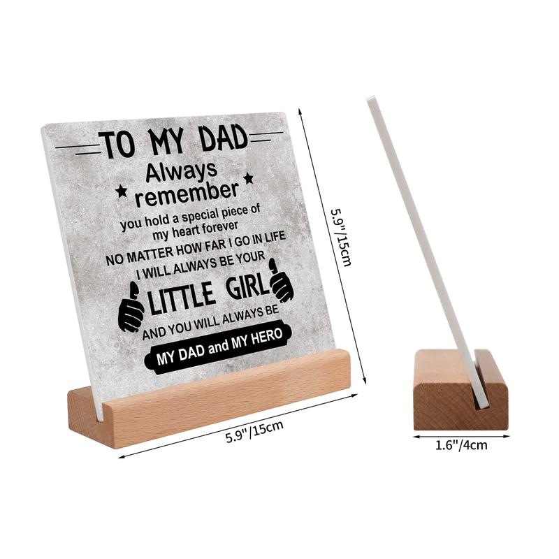 Dad Gifts for Christmas, Fathers Day Gifts for Dad from Daughter Acrylic Plaque, Desk Decorative Sign for Home Office Dad Birthday Gifts