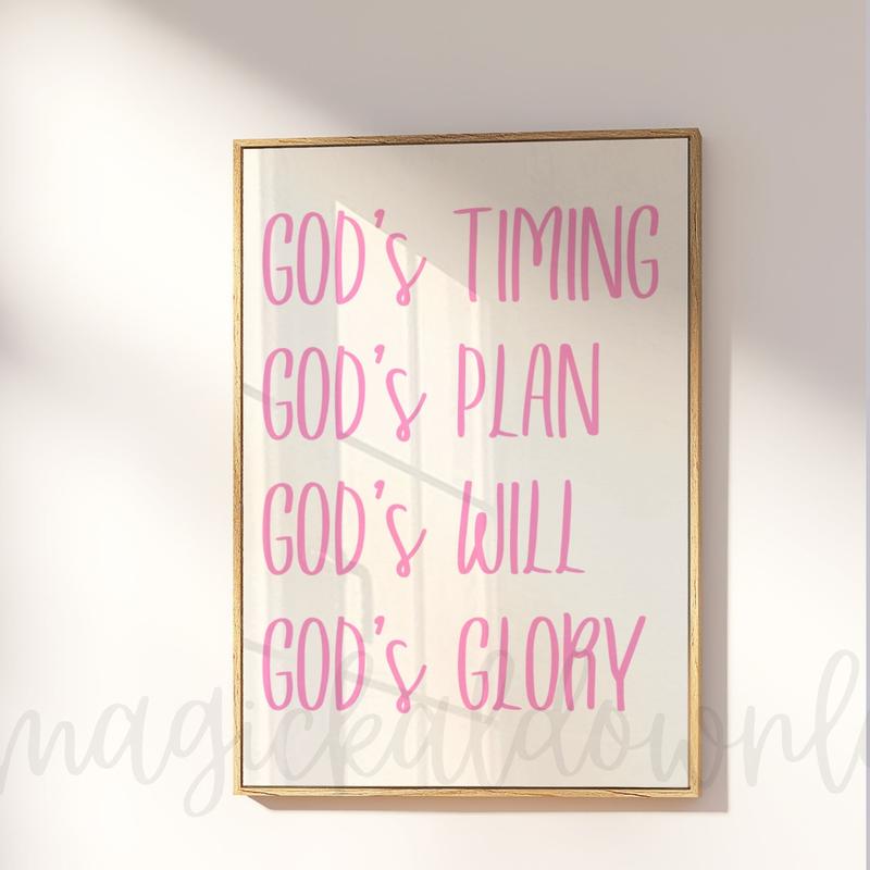 Preppy Pink Christian Printable Wall Art, Bible Verse Scripture Dorm Room Wall Art, Pink Wall Decor