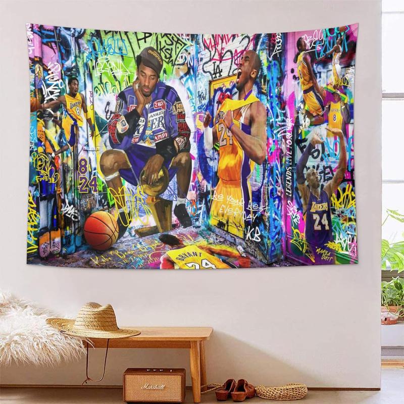 Basketball Player Tapestry Sports Posters Graffiti Wall Art Collage Basketball Greats Banner Background For Home Living Room Bedroom Boys Room Decor Party Gifts 40