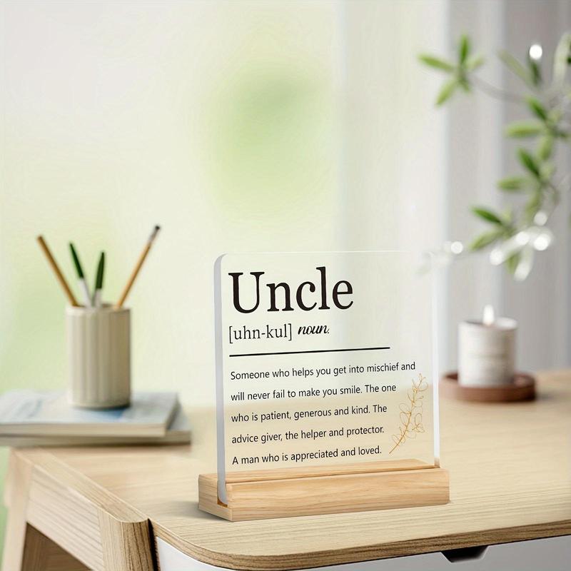 Gift for Uncle, Acrylic Desktop Ornament, Creative Letter Pattern Desktop Decoration, Desk Decorations for Home Office