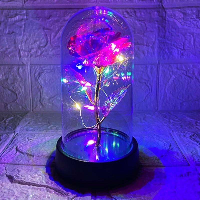 Rose Flower Gifts for Women,Galaxy Rose in Glass Dome,Lighted Eternal Flower,Forever Rose,Mom Womens Gifts for Christmas-Valentines Day Gifts for Her