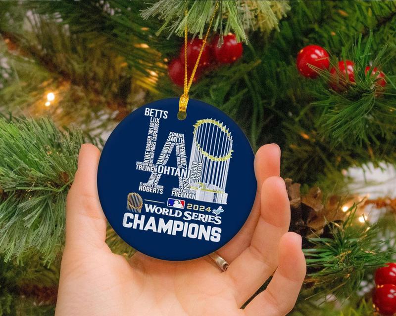 Los Angeles World Series Champions 2024 Baseball 2 sides Ceramic Ornaments for Christmas Tree Los Angeles Baseball World Series