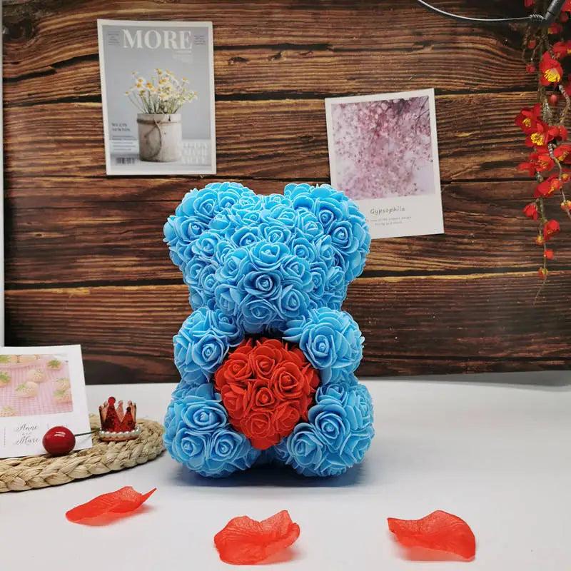 Valentines Day Gift Red Rose Teddy Bear Artificial Flower Bear