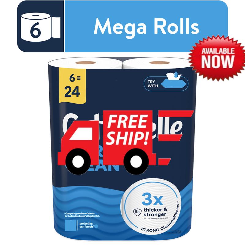 C..o.t..t.o.n.e.l.le Ultra Clean Toilet Paper, Strong Toilet Tissue, 6 Mega Rolls