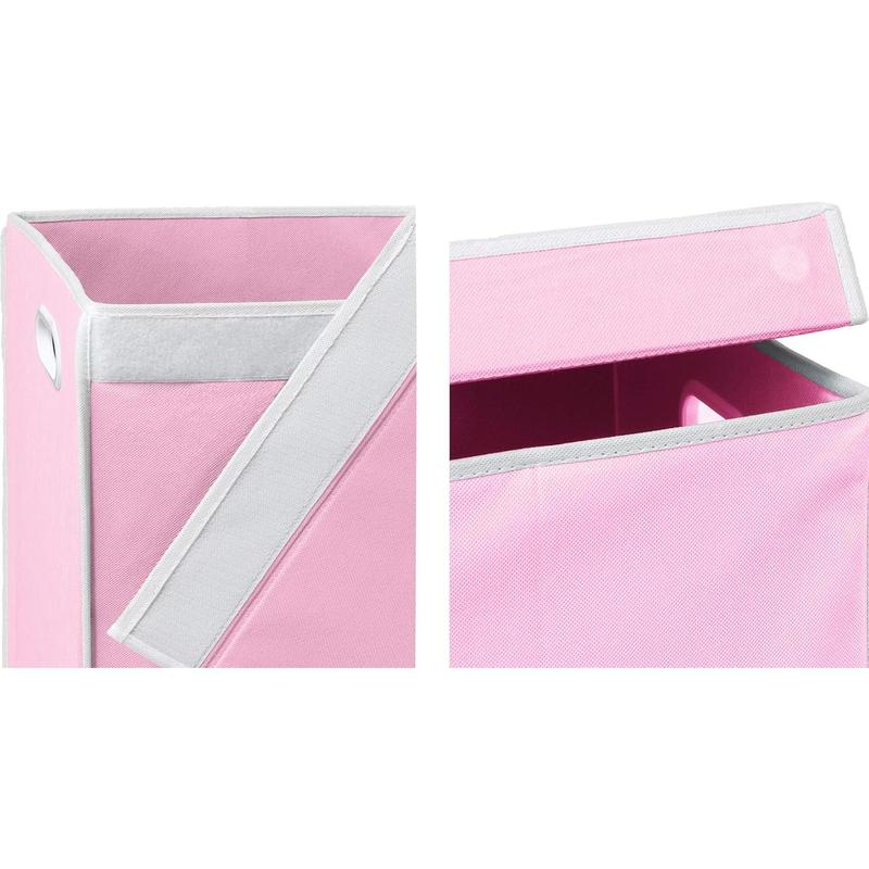 Double Laundry Hamper with Lid and Removable Bags, Pink