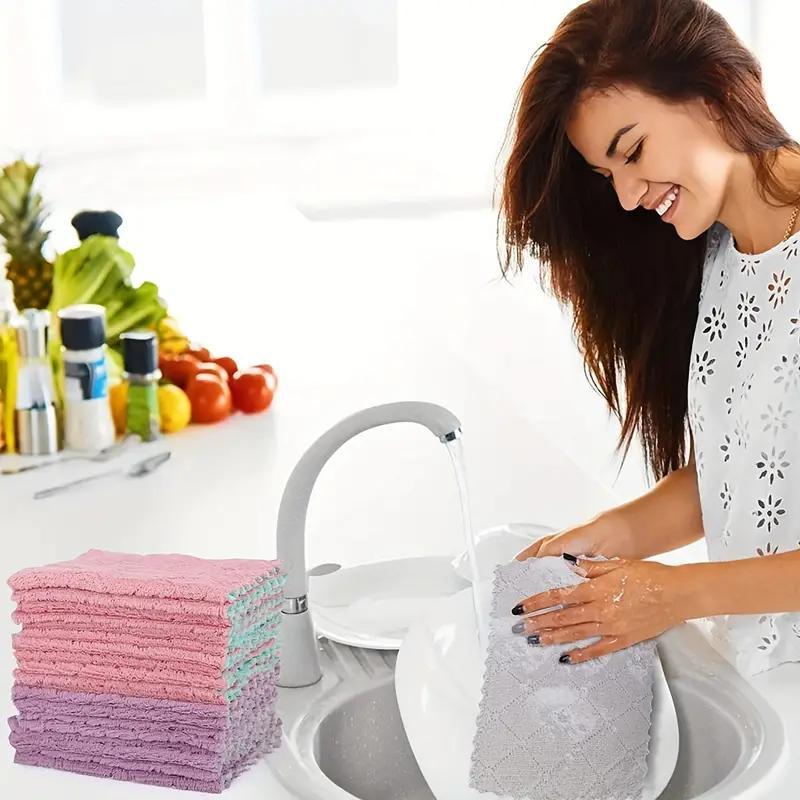 Kitchen Cleaning Rag, 12pcs Soft Absorbent Dishcloth, Household Quick Drying Dishcloth for Bathroom Kitchen Home Office Dormitory