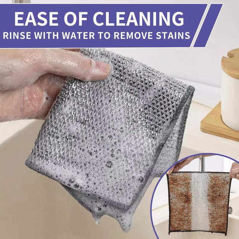 10 Pcs Wire Dishwashing Rs - Multi-Purpose Cleaning Cloths for Wet and Dry - Non-Scratch & Easy to Clean - Stubborn Scrubbing - Scratch Resistance - Wire Dishcloths for Kitchen