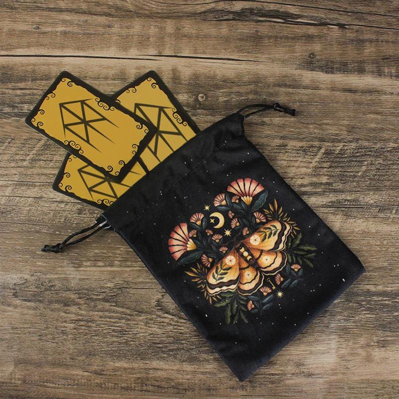 Velvet Tarot Bag, 1 Count Exquisite Butterfly Printed Dice Tarot Card Bag, Multifunctional Bag for Home Dormitory Office School, Festival  Decor