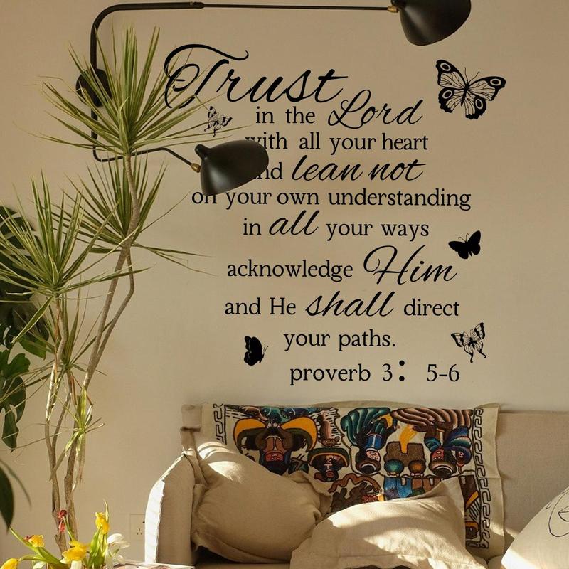 Bible Quotes Wall Decal, 1 Count Faith Wall Decor, Peel and Stick Wall Sticker, Wall Art Decoration for Home Living Room Bedroom