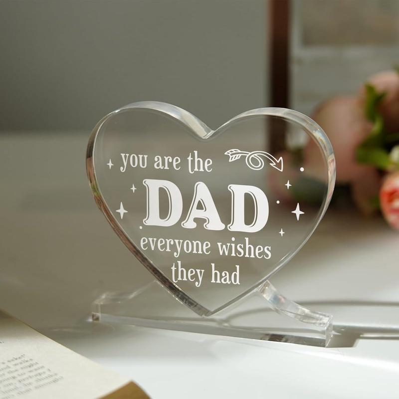 Gifts for Dad - Heart-shaped Acrylic Plaque Sign Decor, Dad Gifts for Fathers Day from Daughter Son, Dad Presents on Birthday, Christmas, Dad Engraved Keepsake