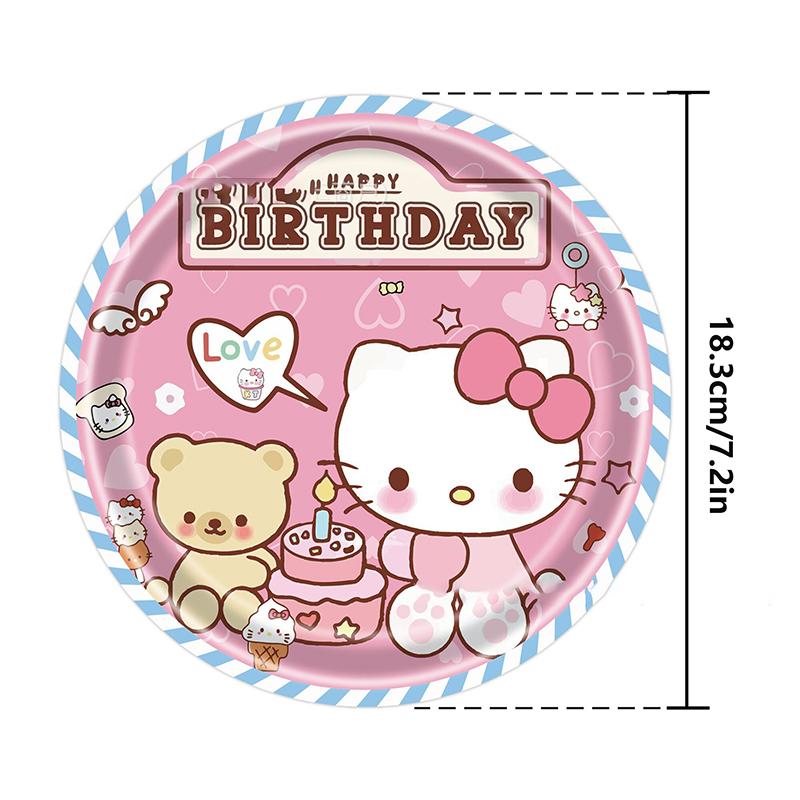 Cute Sanrio Hello Kitty Birthday Party Supply Cake Tablecloth Flag Decoration Disposable Tableware Kids Gifts Party