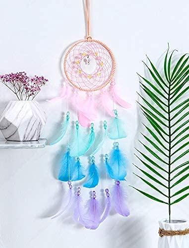 Dream Catcher Wall Decor, Handmade Dream Catcher with LED Light, Colorful Feather Dream Catchers Wall Decor, Dreamcatchers Gift for Girls Kids Women