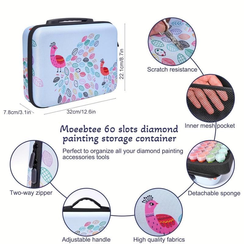 60 Slot Diamond Painting Storage Box, 1 Box Diamond Art Organizer Case For Beads Jewelry Rhinestones Storage, DIY Diamond Painting Accessories Kit