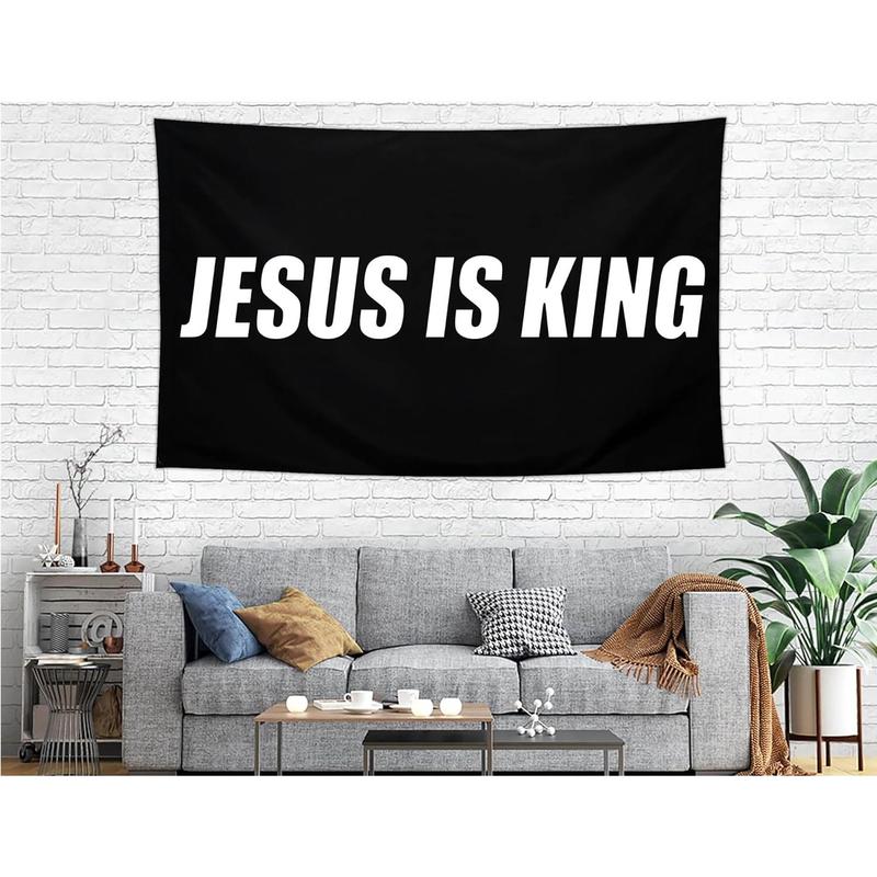 Jesus is King Flag,Polyester, Outdoor Faith Over Fear Banner, Patriotic Decoration