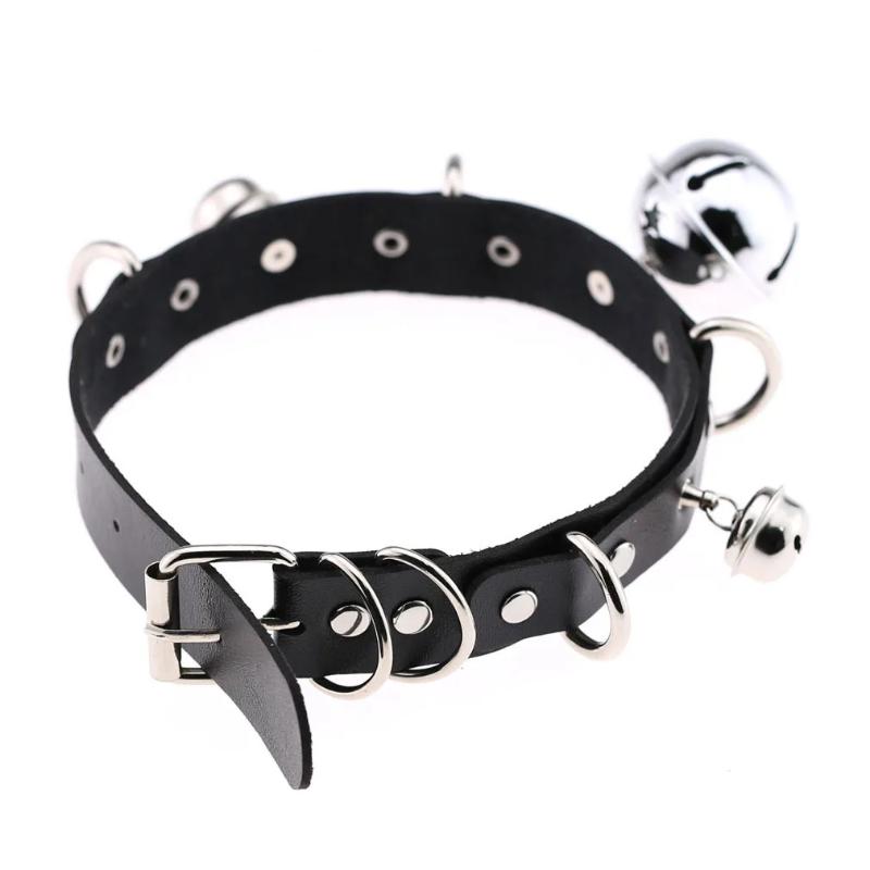 Trendy Punk Spike Rivet Leather Women Choker Bell Pentagram Harajuku Collar Necklaces Handmade Boho Gothic Girl Collier Jewelry