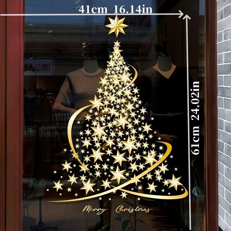 Christmas Tree Pattern Window Sticker, 1 Count Self Adhesive Window Decal, Decorative Sticker for Home Party Festival, Home Decor