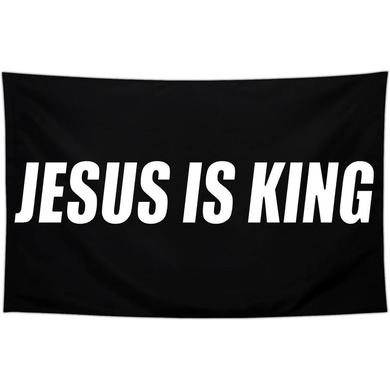 Jesus is King Flag,Polyester, Outdoor Faith Over Fear Banner, Patriotic Decoration