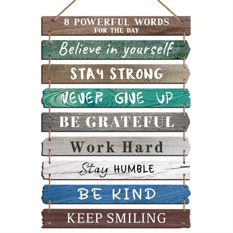 Wooden Inspirational Positive Quotes Sign, 1 Count Vintage Wooden Inspirational Positive Quotes Wall Art, Wall Decor for Home Bathroom Office Farmhouse