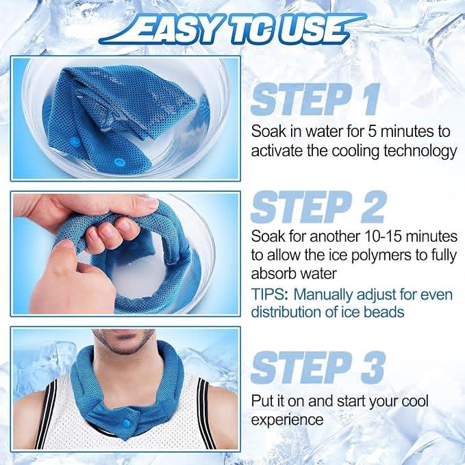 Cooling Neck Wrap Cooling Towels - Superior Cooling Neck Coolers with Ice Polymer, Soft Cooling Fabric Cooling Bandanas for Hot Weather Sports Gym Workout Fitness, 3 Pack