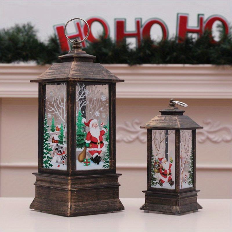 Christmas Themed Lantern (3 Counts set), Battery Powered Rotating Twinkling Lantern, Tabletop Decoration for Home Party Festival