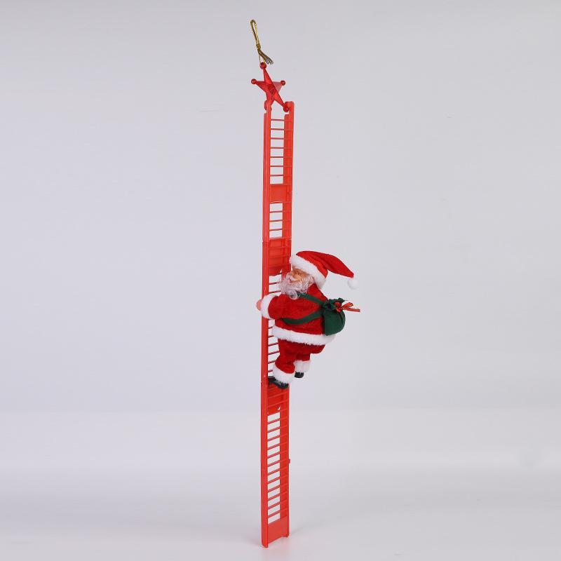 Santa Claus Design Christmas Decoration, 1 Count Battery Powered Climbing Ladder Santa Claus with LED Light, Music, Creative Christmas Ornament (without Battery)