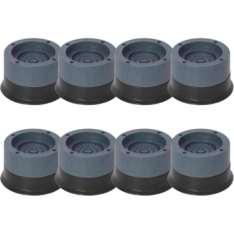 Anti Vibration Pads, 8pcs Washing Machine Base Foot Pads, Non Slip Heighten Shock and Noise Cancelling Mat for Washer and Dryer Machine Support Protects Pedestals (8 PCS) Black