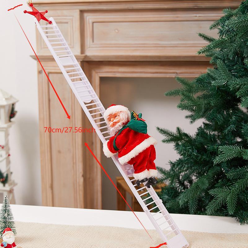 Santa Claus Design Christmas Decoration, 1 Count Battery Powered Climbing Ladder Santa Claus with LED Light, Music, Creative Christmas Ornament (without Battery)