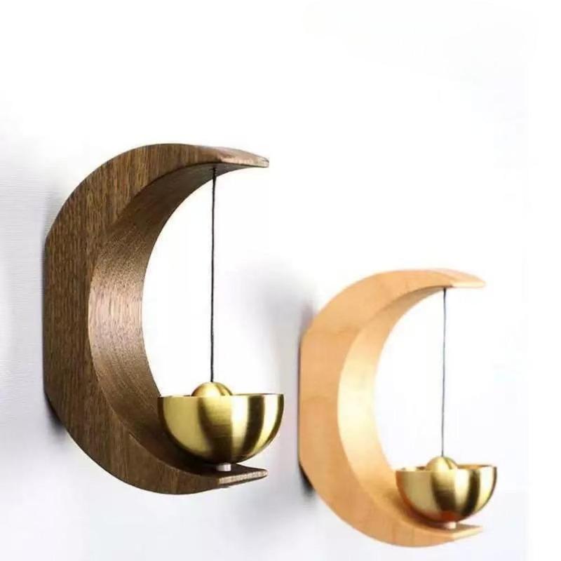 Wooden Crescent Moon Design Door Hanging Bell, 1 Count Magnetic Door Hanging Bell, Home Decor for Living Room Bedroom Office