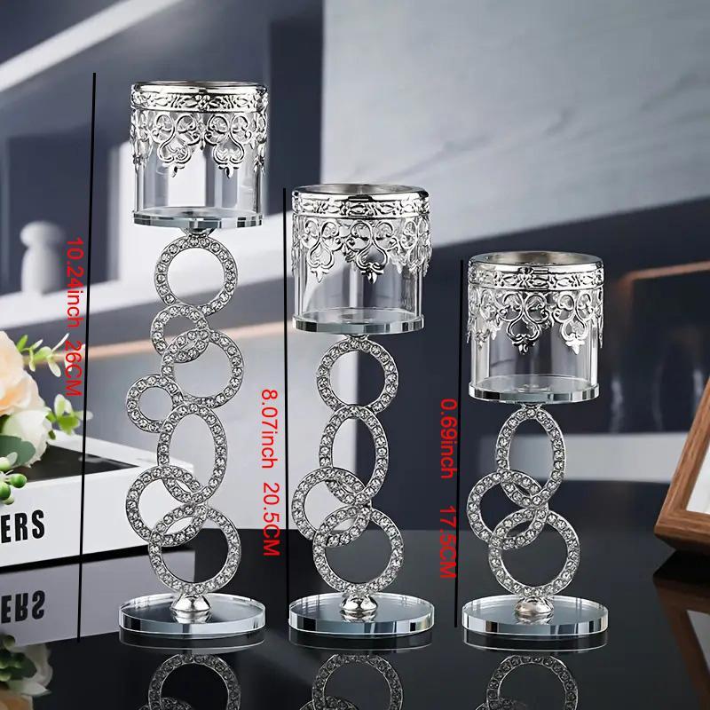 Crystal Candle Holder, 2 Counts set Modern Simple Candle Holder, Decorative Candle Holder for Home Living Room Bedroom Dining Room Wedding Party