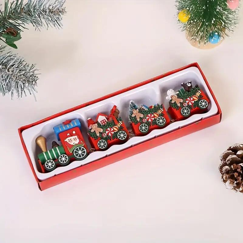 Wooden Christmas Train Decoration, 1 Count Christmas Train Ornament, Desktop Decoration for Home Party Festival, Christmas Decoration Supplies