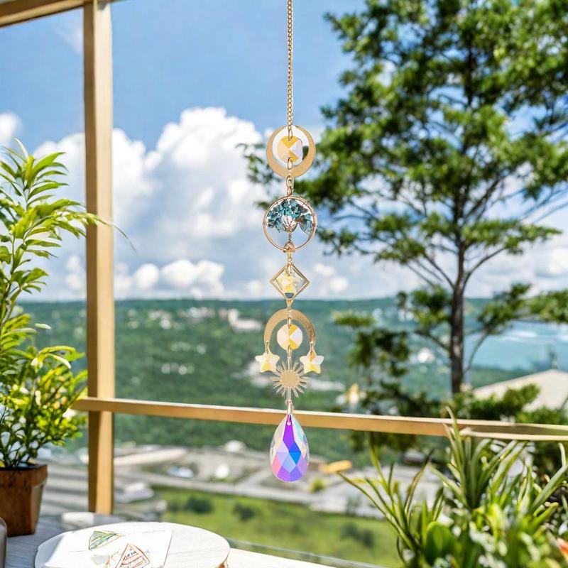 Sun Catcher, 1 Count Window Hanging Sun Catcher with Artificial Crystal, Indoor Hanging Decor for Home Living Room Bedroom