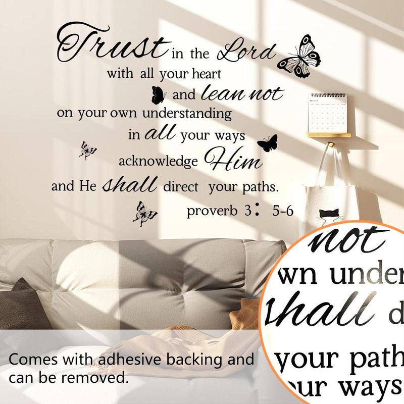 Bible Quotes Wall Decal, 1 Count Faith Wall Decor, Peel and Stick Wall Sticker, Wall Art Decoration for Home Living Room Bedroom