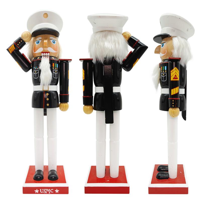 14IN Marine Corps Wooden Nutcrackers Christmas Decoration Figures Home Décor Gift Ornaments