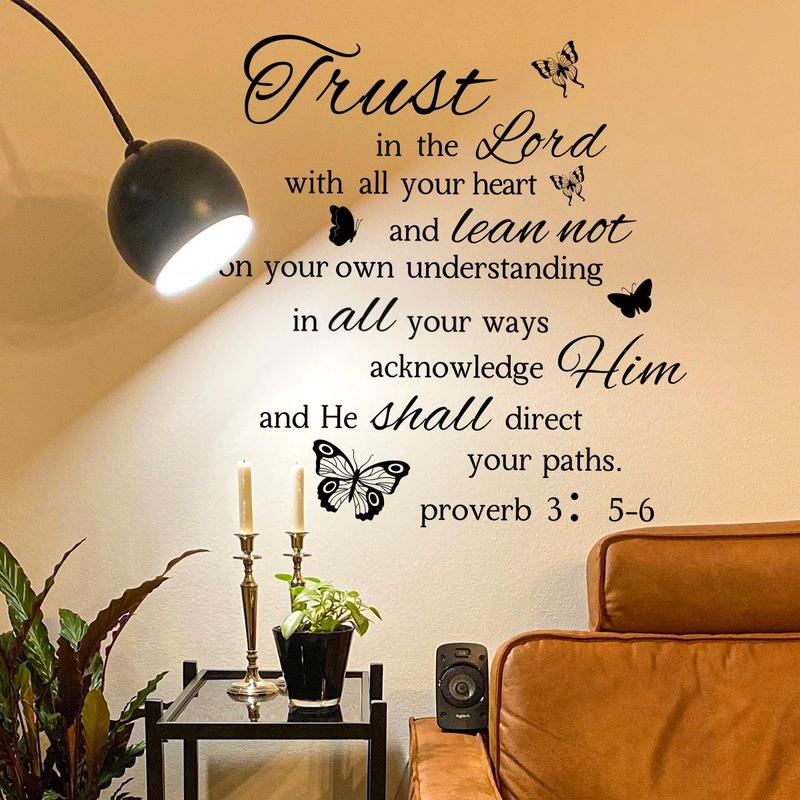 Bible Quotes Wall Decal, 1 Count Faith Wall Decor, Peel and Stick Wall Sticker, Wall Art Decoration for Home Living Room Bedroom