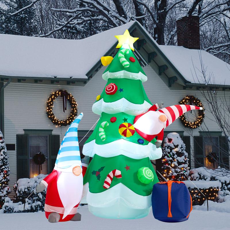 SUNGIFT 7FT Giant Inflatable Christmas Tree with Santa Claus & Gift Box - Indoor Outdoor Yard Decoration Ornaments