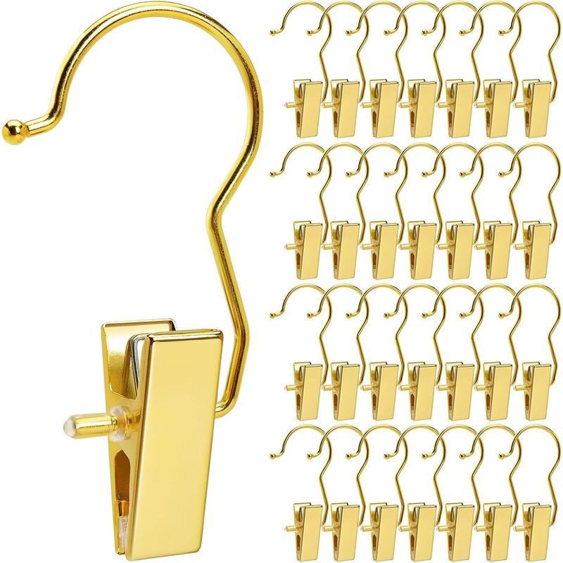 24 Pack Gold Boot Clips for Closet, Gold Boot Hangers with Hooks, Laundry Hooks, Clothes Pins, Portable Home Travel Hangers for Hat, Towels, Bras, Socks