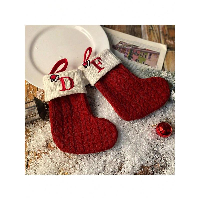 Knit Monogram Christmas Stockings,Christmas Stockings Small Xmas English Letters Hanging Stockings Christmas Socks Double Sided Fireplace Hanging Stockings for Christmas Party Decoration New Year Party Gift Favors Supplies,Family Holiday Xmas Party Decor