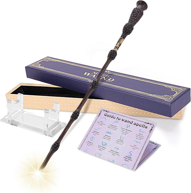 Light Up Wizard Magic Wand Rechargeable Illuminating Witch Wands for Kids Collection Cosplay Halloween, with Acrylic Stand,(Wise)